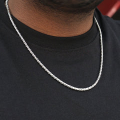 Cobra Silver Chain (18K White Gold Rhodium Plating) 3 MM