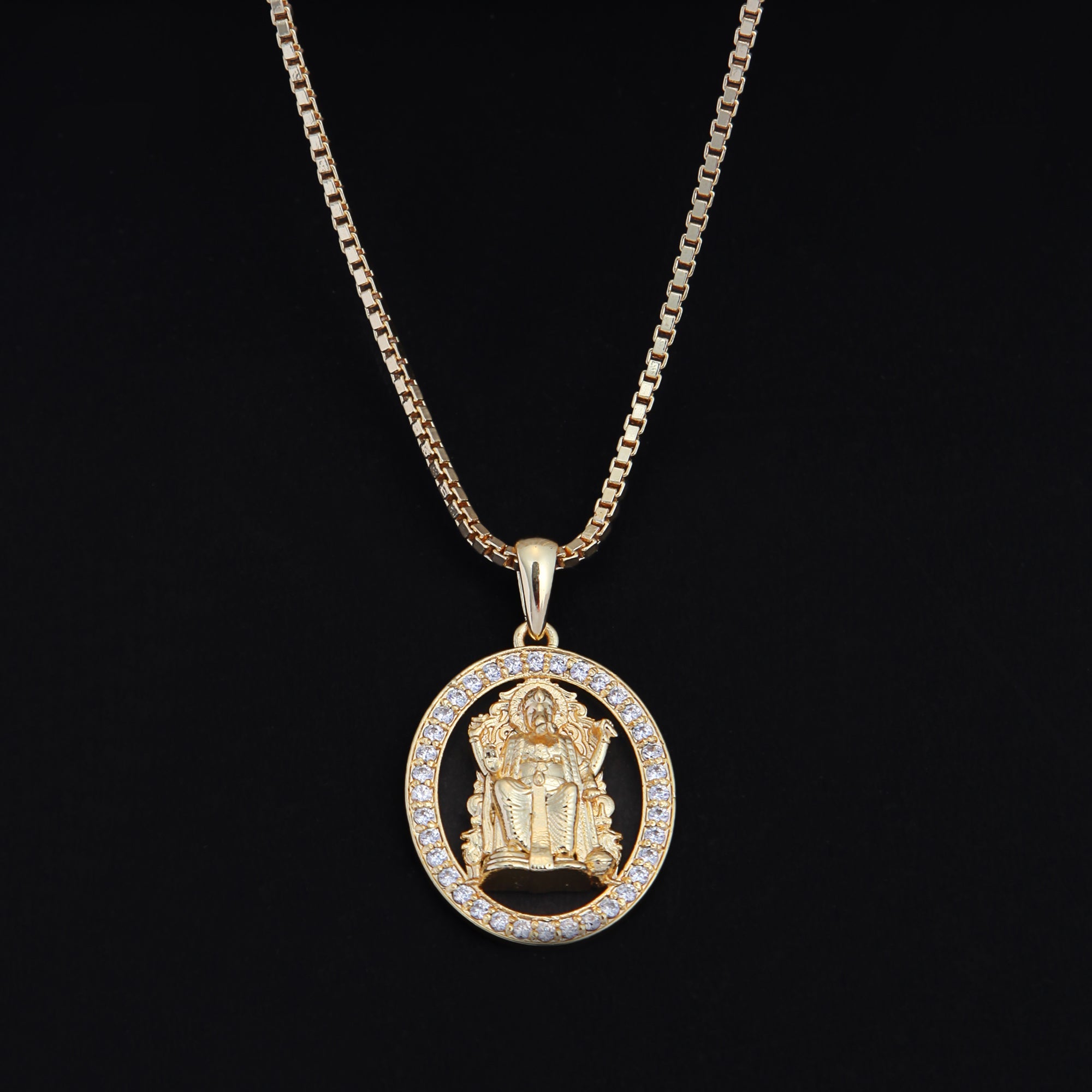 Zircon GANESH JI (PENDANT + Chain ) - 18K Gold Plated