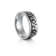 Drip Flame Band Ring (Silver)
