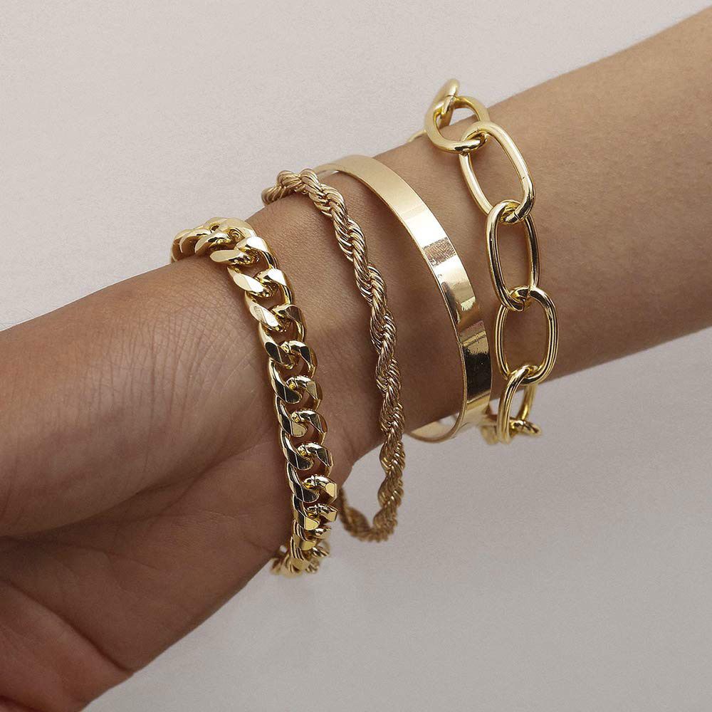 Bold Essence Gold Bracelet - Set Of 4