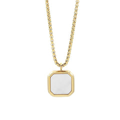 Hexagonal White Pearl (Pendant + Chain)