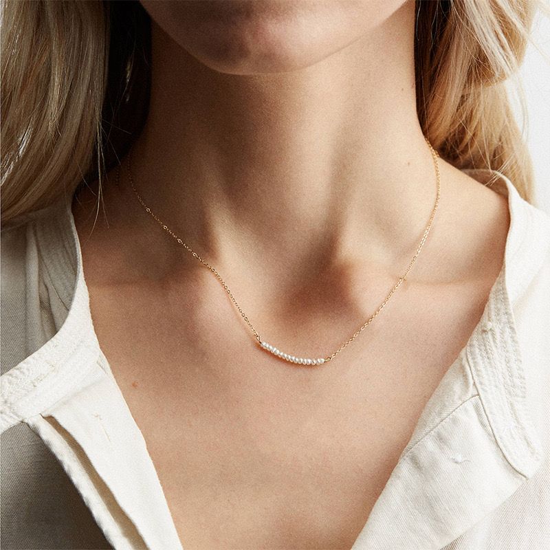Petite Pearl Bead Necklace - 18K Gold Plated