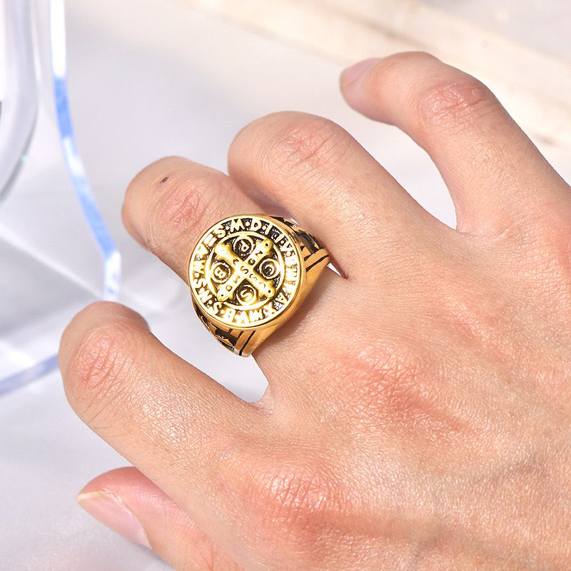 Titanium Saint Ring - 18K Gold Plating