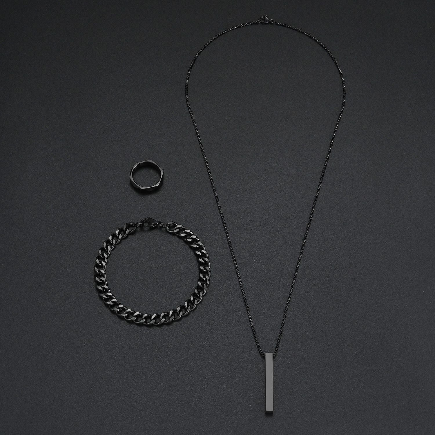 Men’s Ring Pendant Bracelet Set