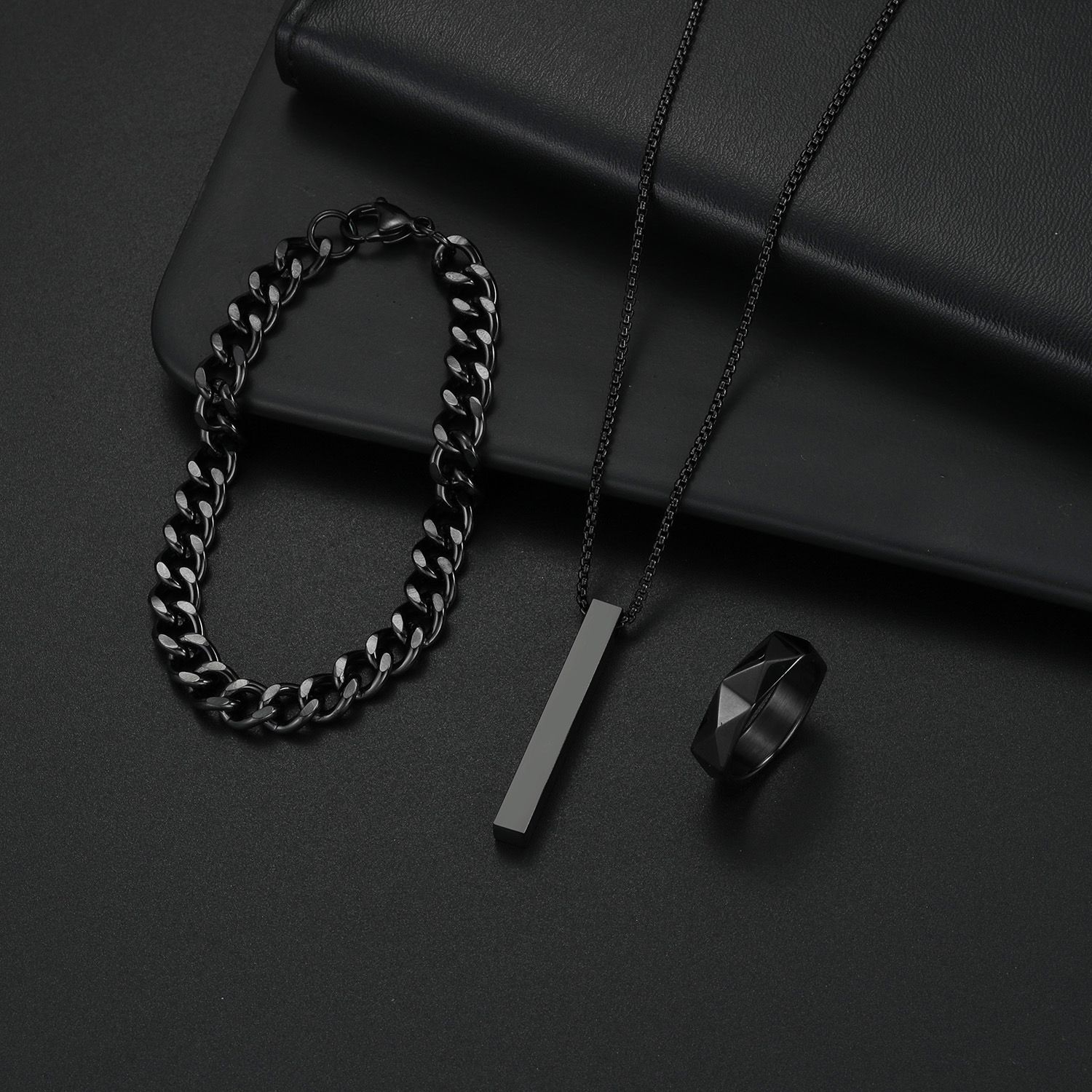 Men’s Ring Pendant Bracelet Set